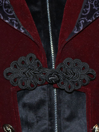 黒のヴィンテージトップヴィンテージボタン長袖ポリエステルポリエステル繊維オーバーコート男性のためのレトロな衣装 バーガンディ