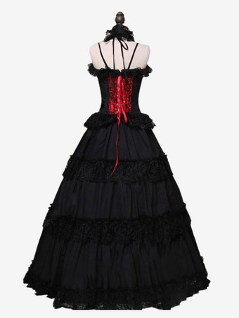 レッドレトロコスチュームフリルポリエステルチョーカー女性のレトロなチュニックマリーアントワネットコスチューム18世紀のコスチューム バーガンディ