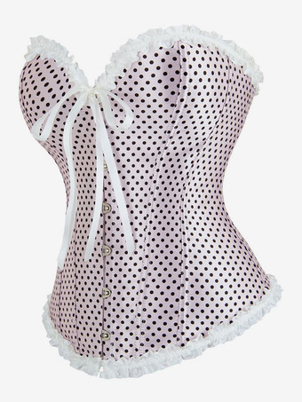 ライトピンク Vネック セクシー レースアップ レースアップ 水玉 レディース レディース ビスチェ