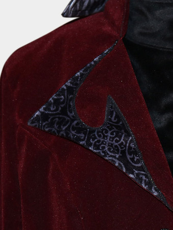 黒のヴィンテージトップヴィンテージボタン長袖ポリエステルポリエステル繊維オーバーコート男性のためのレトロな衣装 バーガンディ