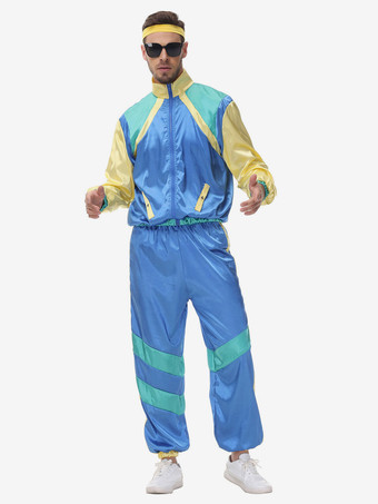 ブルー 90 年代レトロコスチュームメンズレトロハイポップコスチュームパーティープロム衣装