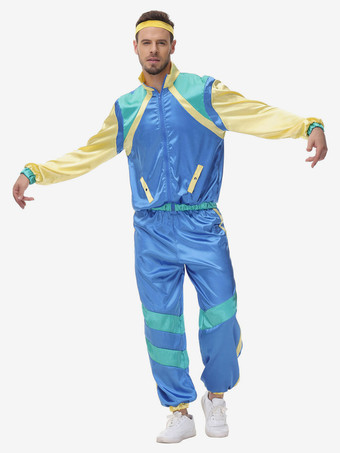 ブルー 90 年代レトロコスチュームメンズレトロハイポップコスチュームパーティープロム衣装