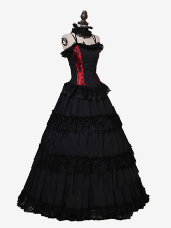 レッドレトロコスチュームフリルポリエステルチョーカー女性のレトロなチュニックマリーアントワネットコスチューム18世紀のコスチューム バーガンディ