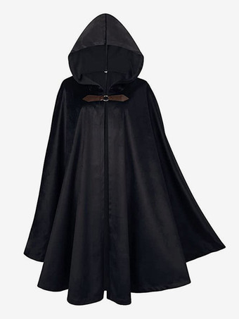 ブラック ブラック ヴィンテージ レトロ 中世 鹿 スエード ケープ ハロウィン レトロ バトル ウォリアー コスチューム ケープ