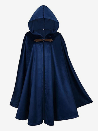 ブルー ブラック ヴィンテージ レトロ 中世 鹿 スエード ケープ ハロウィン レトロ バトル ウォリアー コスチューム ケープ