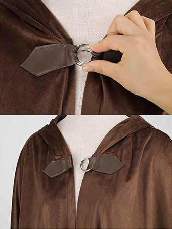 ブラック ヴィンテージ レトロ 中世 鹿 スエード ケープ ハロウィン レトロ バトル ウォリアー コスチューム ケープ