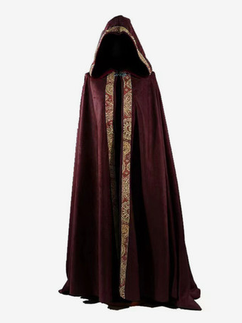 ワインレッド ブルゴーニュ ヴィンテージ レトロ メンズ ロング マント 中世 教会 聖職者 ルーズ ドレス マント バーガンディ