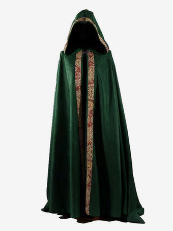 グリーン ブルゴーニュ ヴィンテージ レトロ メンズ ロング マント 中世 教会 聖職者 ルーズ ドレス マント バーガンディ