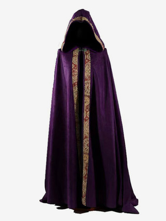 パープル ブルゴーニュ ヴィンテージ レトロ メンズ ロング マント 中世 教会 聖職者 ルーズ ドレス マント バーガンディ