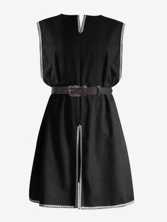 ブラック コーヒーブラウンヴィンテージトップレトロ中世メンズレトロナイトチュニックラウンドカラーローブバトルウォリアーコスチューム バーガンディ