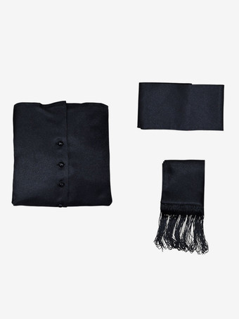 ブラックヴィンテージトップオーバーコートレトロソリッドカラー司祭衣装司祭中世レトロオーバーコート衣装 バーガンディ