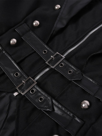 ホワイトヴィンテージトップレトログロメット長袖中世宮殿宴会着用ジッパーロングゴシックコート