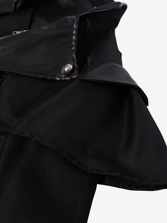 ホワイトヴィンテージトップレトログロメット長袖中世宮殿宴会着用ジッパーロングゴシックコート