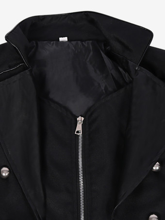 ホワイトヴィンテージトップレトログロメット長袖中世宮殿宴会着用ジッパーロングゴシックコート