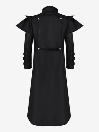 ホワイトヴィンテージトップレトログロメット長袖中世宮殿宴会着用ジッパーロングゴシックコート