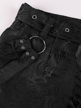 黒ヴィンテージスカートレトログロメットレトロ衣装メンズブラックロックパンクスチームゴシックジャカードひげスカート