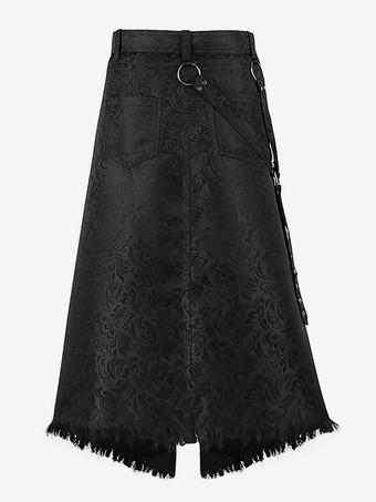 黒ヴィンテージスカートレトログロメットレトロ衣装メンズブラックロックパンクスチームゴシックジャカードひげスカート