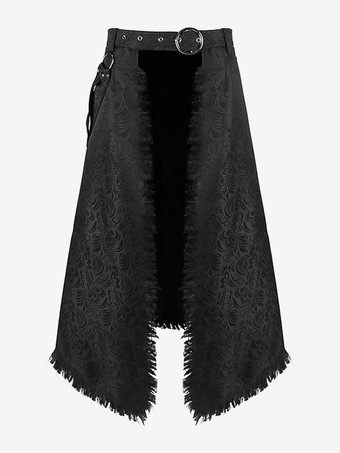 黒ヴィンテージスカートレトログロメットレトロ衣装メンズブラックロックパンクスチームゴシックジャカードひげスカート