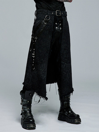 黒ヴィンテージスカートレトログロメットレトロ衣装メンズブラックロックパンクスチームゴシックジャカードひげスカート