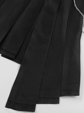 黒ヴィンテージスカートレトログロメットスチームパンクゴシック非対称プリーツスカートレトロ衣装