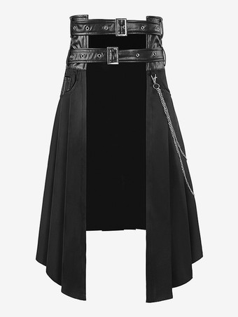 黒ヴィンテージスカートレトログロメットスチームパンクゴシック非対称プリーツスカートレトロ衣装