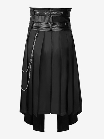 黒ヴィンテージスカートレトログロメットスチームパンクゴシック非対称プリーツスカートレトロ衣装