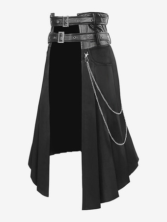 黒ヴィンテージスカートレトログロメットスチームパンクゴシック非対称プリーツスカートレトロ衣装