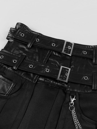 黒ヴィンテージスカートレトログロメットスチームパンクゴシック非対称プリーツスカートレトロ衣装