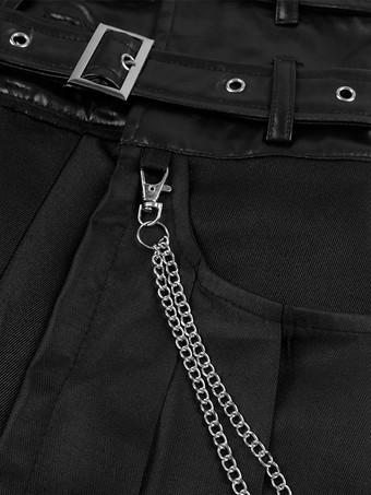 黒ヴィンテージスカートレトログロメットスチームパンクゴシック非対称プリーツスカートレトロ衣装