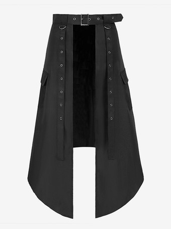 メンズ ブラック ヴィンテージ スカート レトロ ポリエステル グロメット レトロ ゴシック コスチューム