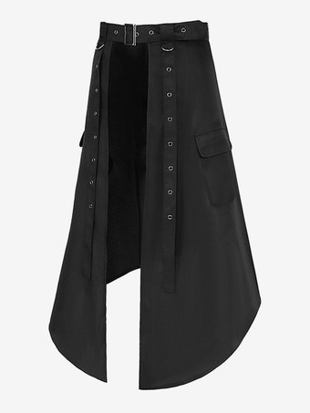 メンズ ブラック ヴィンテージ スカート レトロ ポリエステル グロメット レトロ ゴシック コスチューム