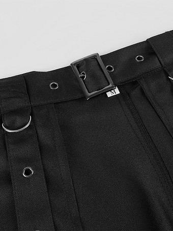 メンズ ブラック ヴィンテージ スカート レトロ ポリエステル グロメット レトロ ゴシック コスチューム