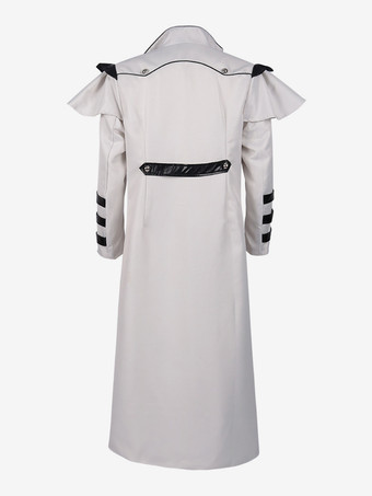 ホワイトヴィンテージトップレトログロメット長袖中世宮殿宴会着用ジッパーロングゴシックコート