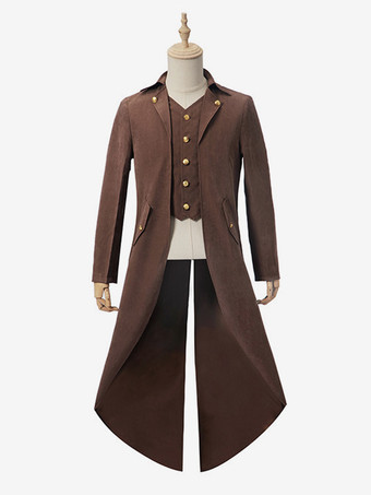 コーヒーブラウンヴィンテージレトロ中世レトロタキシードパンクレトロ中丈服