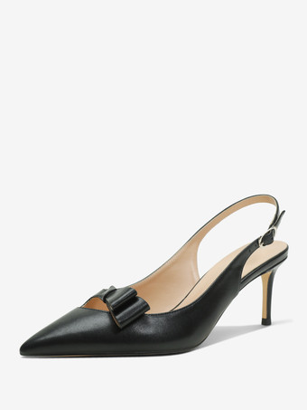 SchwarzDamen-Sandalen mit spitzem Zehenbereich Stiletto-Absatz aus Kunstleder