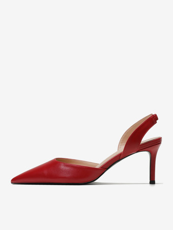 レディース ブラック ヒール ポインテッドトゥ スティレットヒール スリングバック パンプス