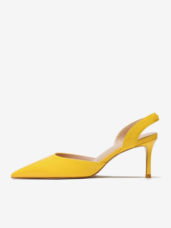 レディース ブラック ヒール ポインテッドトゥ スティレットヒール スリングバック パンプス