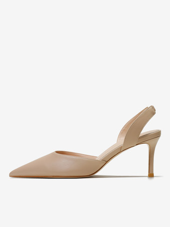 レディース ブラック ヒール ポインテッドトゥ スティレットヒール スリングバック パンプス