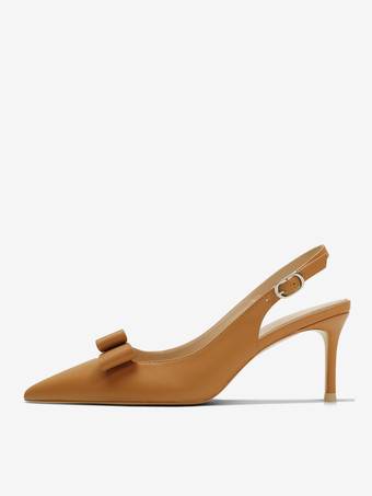 Damen-Sandalen mit spitzem Zehenbereich Stiletto-Absatz aus Kunstleder