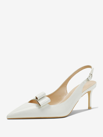 WeißDamen-Sandalen mit spitzem Zehenbereich Stiletto-Absatz aus Kunstleder