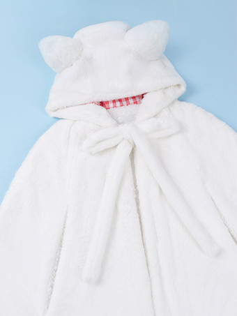 Sweet Lolita Poncho White Polyester Plaid Fall Lolita Outwears