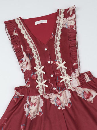 Süßes Lolita-Kleid aus Velours ärmellos süßes Lolita-Kleid