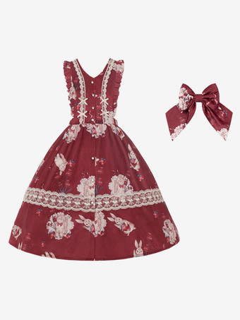 Süßes Lolita-Kleid aus Velours ärmellos süßes Lolita-Kleid