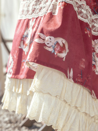 Süßes Lolita-Kleid aus Velours ärmellos süßes Lolita-Kleid