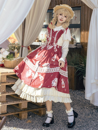 Süßes Lolita-Kleid aus Velours ärmellos süßes Lolita-Kleid