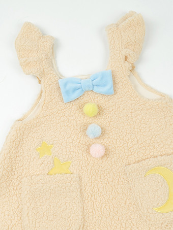 甘いロリータ衣装アプリコットリボンフリル星プリントノースリーブオーバーコートジャンパー