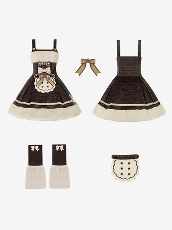 スイート ロリータ ドレス ベロア ノースリーブ リボン スイート ロリータ ドレス