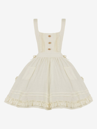 ロリータドレス ティーパーティースタイル ロリータスカート フリル 長袖 コットンリネン 牧歌的スタイル レッド