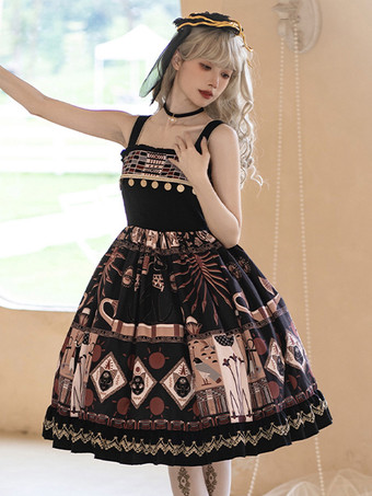 ゴシックロリータ ドレス フリル レース 花柄 ブラック ブラック