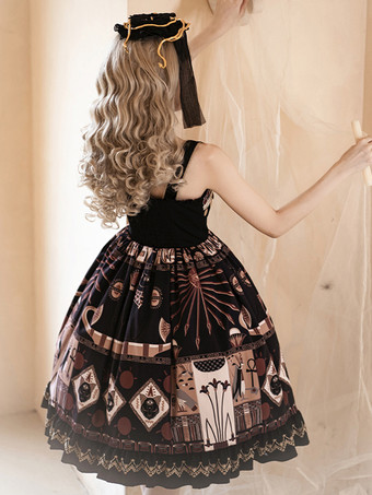 ゴシックロリータ ドレス フリル レース 花柄 ブラック ブラック